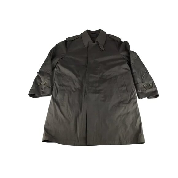 Oleg Cassini Mens Dark Khaki Collared Long Sleeve Full Zip Trench Coat Size 40 R - Picture 1 of 7